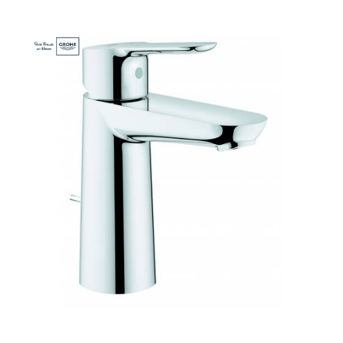 Смеситель для раковины GROHE BauEdge с ограничителем температуры и рычажным донным клапаном, M-Size, хром